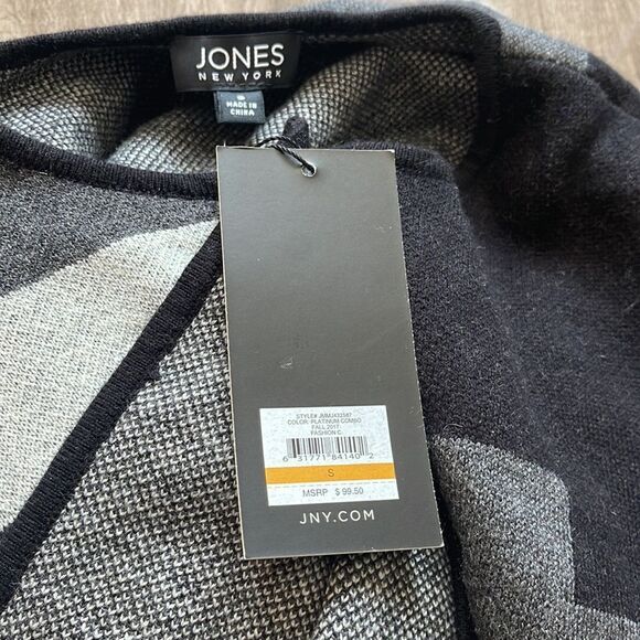 Jones New York Crew Neck Cardigan Coat S, Platinum Combo NEW - Picture 4 of 4